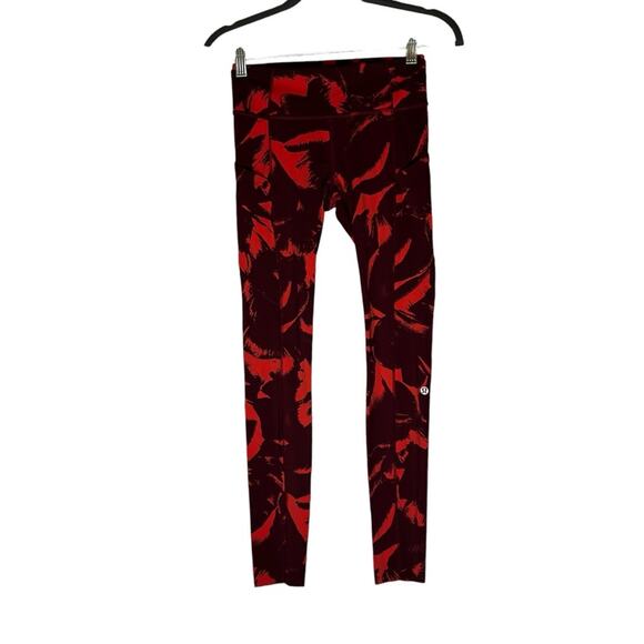 Lululemon Fast & Free Tight Flower Pop Poppy Coral Deep Ruby Size 4 - Picture 1 of 7